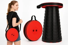 Portable Collapsible Stool – Adjustable Height Folding Stool for Camping