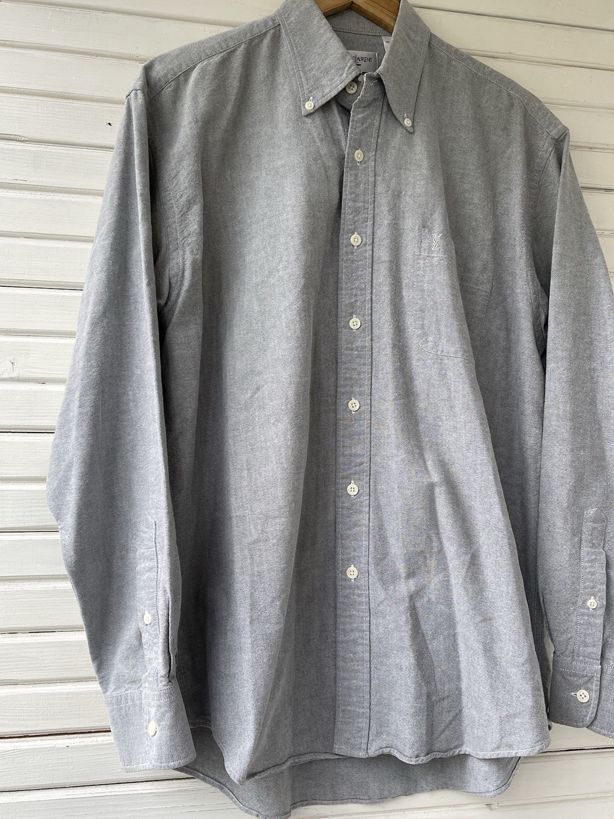 Camicia uomo Saint Laurent Pour Homme taglia 16 (40 41) grigio cotone con bottoni