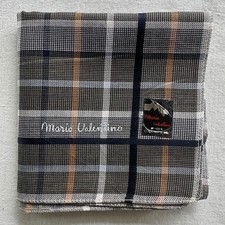 Vintage Handkerchief Cotton Black Orange Tartan Plaid Classic Pocket Square 18"