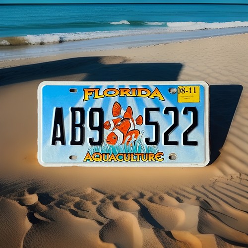 RARE 2014 FLORIDA AQUACULTURE CLOWN FISH NEMO LICENSE PLATE ALL ORIGINAL