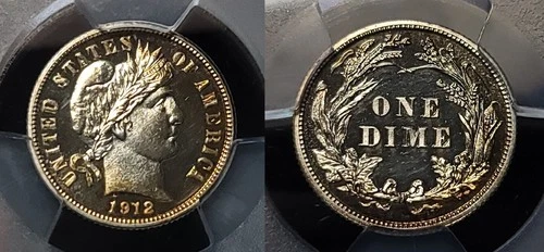 1912 Proof Barber Dime 10c PCGS PR 64 Cameo
