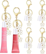 4PCS Lip Balm Cap Keychain for Summer Fridays Lip 0.5Oz Gloss with Flower Charms
