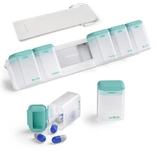 KOVIUU Weekly Pill Organizer 1 Time a Day Magnetic Pill Box 7 Day Removable T...