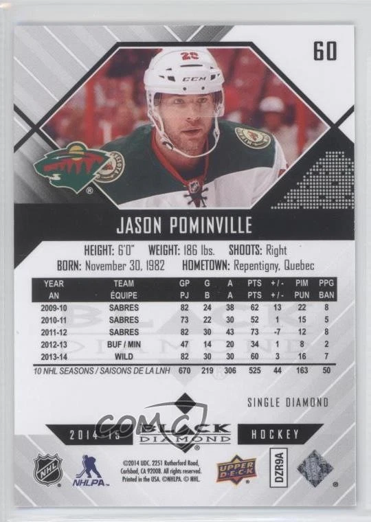 2014-15 Upper Deck Black Diamond Jason Pominville #60 - Image 2 of 2
