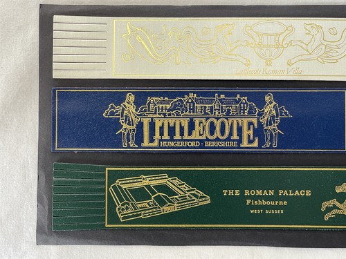 3 Vintage Retro Leather Souvenir Bookmarks ROMAN BUILDINGS LITTLECOTE FISHBOURNE - Imagen 2 de 4