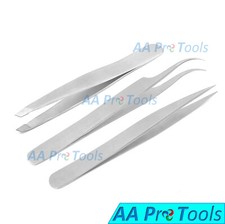 3 Pcs Eyelash Extension Tweezers Straight, Curved and Slanted Stainless Steel
