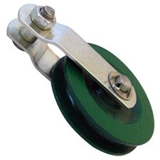 2  3-1/2" Cast Iron Wire Rope Pulleys with Split Bracket (Painted Green or Red)