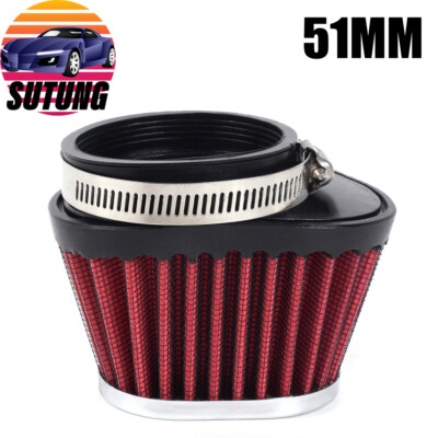 Universal Red 51MM 2inch Motorcycle Air Intake Filter Cleaner Pod Replacement