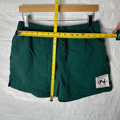 VTG Y2K Nautica Competition Swim Trunks Shorts Men's Sz M Green Nylon Mesh Lined - Picture 6 of 10