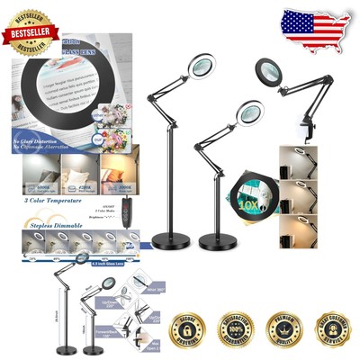 Elegant 10X Magnifier with LED Light: Adjustable Swing Arm for Precision Work