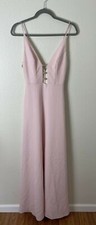 ABS Womens Sz 2 Blush Pink V-Neck Gown Maxi D...