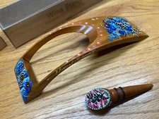 Hand made and painted Wine Bottle Holder & Cork signed by Artist