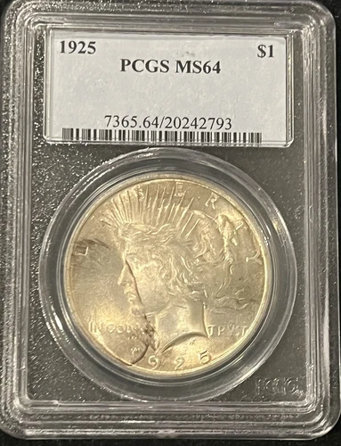 1925-P  PEACE DOLLAR GRADED BY PCGS MS 64.... PLEASE SEE PHOTOS