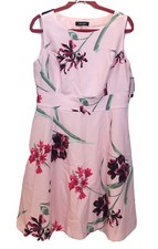 Nine West  dress 10 pink/red floral fit/flare sleeveless lined $89