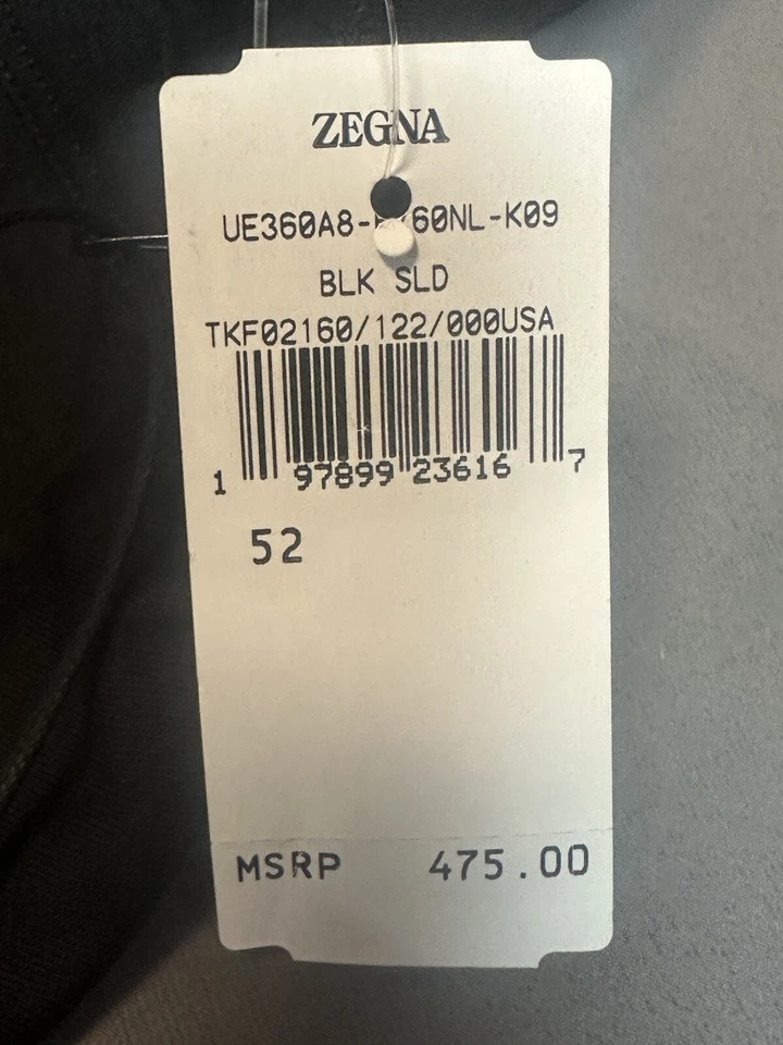 Nueva camiseta de cuello redondo de algodón puro ZEGNA para hombre en negro liso UE360A8 - US42 (M/L) Foto 4 de 4