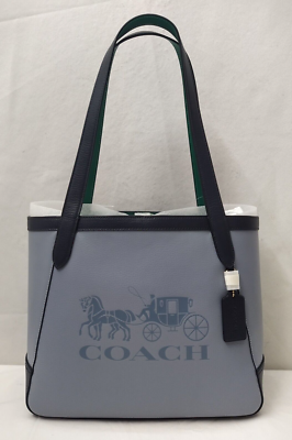 Coach Horse And Carriage Twilight Blue Leather Double Handles Tote