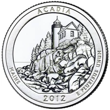 2012 P Acadia National Park Quarter. ATB Series Uncirculated From US Mint roll.