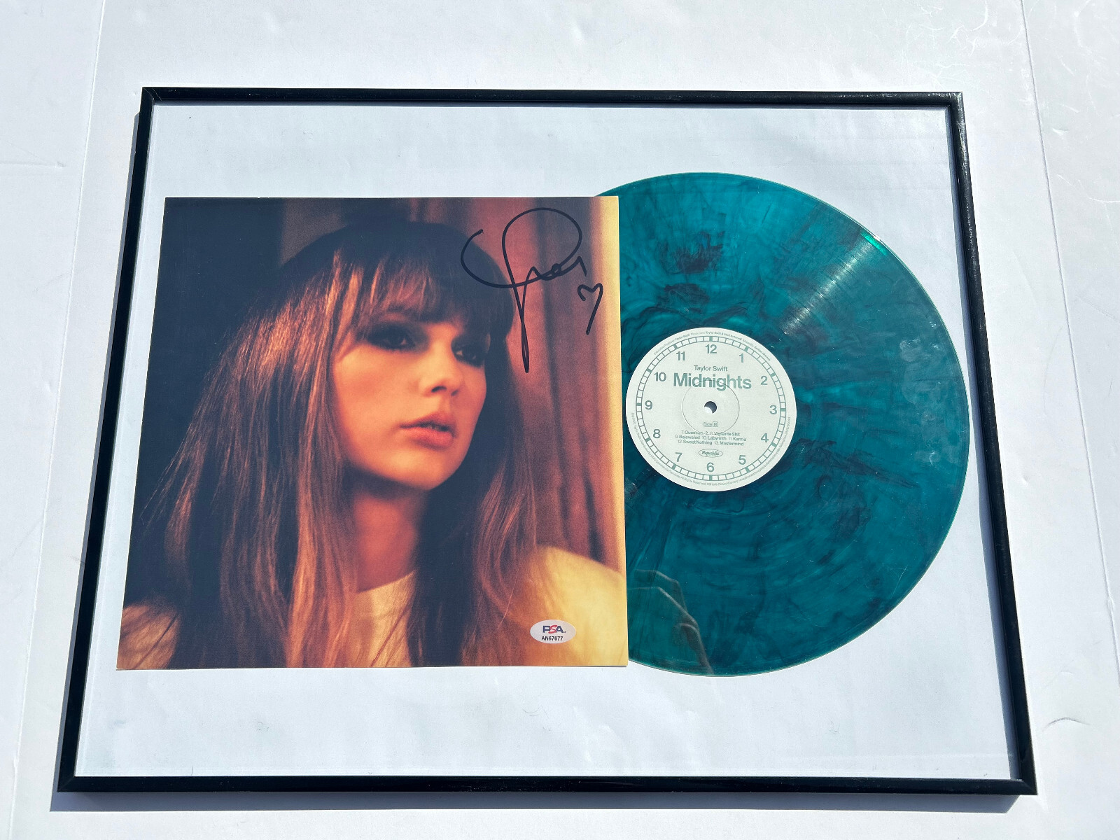 Taylor Swift Autographed Midnights Record Framed Vinyl Album PSA/DNA