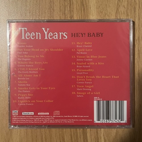 TIME LIFE The Teen Years Hey Baby CD 18 Tracks Oldies New Sealed - Picture 2 of 2