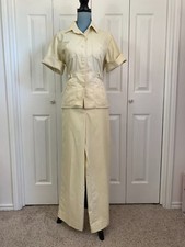 Vintage 70's College Town High Waist Hippie Bell Bottom Safari Retro Top Set 36"