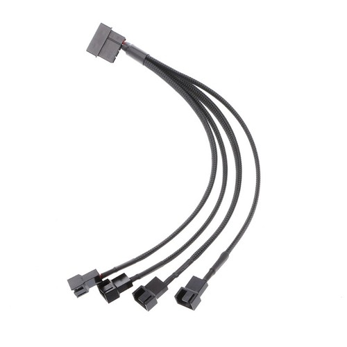 1 to 4 ways PWM Fan Cable 4 pin Molex to 3Pin 4Pin CPU Fan Splitter Black Sleeve