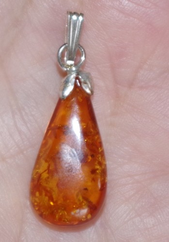 HANDMADE TEAR DROP TURKISH AMBER PENDENT VINTAGE GENUINE STERLING AMBER BB - 第 1/10 張圖片
