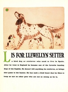 Vintage English Setter Print Letter L Alphabet ABC Print Wall Art 6636c
