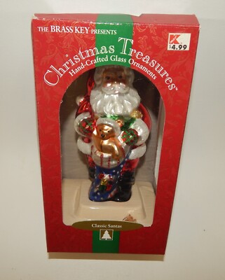 Vintage Christmas Treasures Blown Glass Santa Claus Christmas Ornament ...