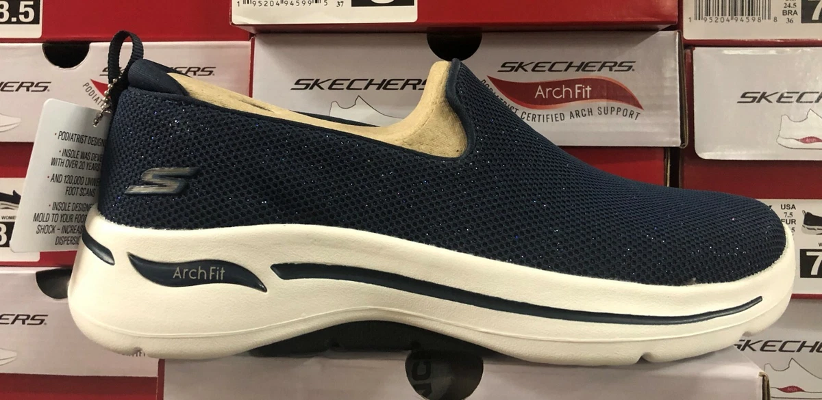 Sale! SKECHERS Go Walk Arch Fit Vividly Women&#039;s Walking Shoes Navy 124417/NVY | eBay