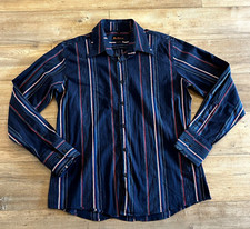 Ben Sherman Stretch Shirt Mens Size XL Blue Striped Casual Button Up Long Sleeve