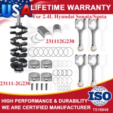 G4KJ 2.4L Engine Crankshaft & 4X Rods & Piston Kit For Hyundai Sonata Kia Optima
