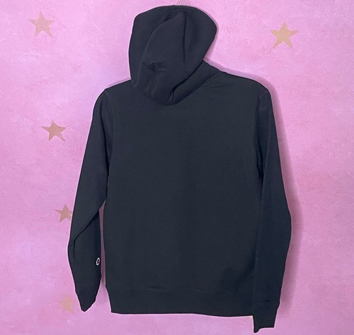 Champion Black Hoodie Pullover Spell Out Script Fleece Lined Hood Youth Large - Picture 2 of 6