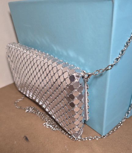 KATE LANDRY, SILVER/Rhinestone BAG/CLUTCH + CHAIN STRAP + Magnetic Clasp * Cute* - Picture 4 of 9