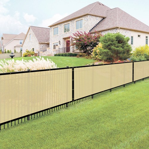4' 5' 6' 8' Privacy Fence Screen Garden Yard Windscreen Mesh Shade Cover Beige - Picture 4 of 10