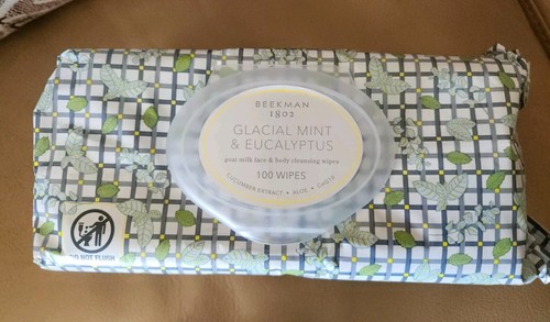 BEEKMAN 1802 Goat Milk 100 Cleansing Wipes GLACIAL MINT & EUCALYPTUS