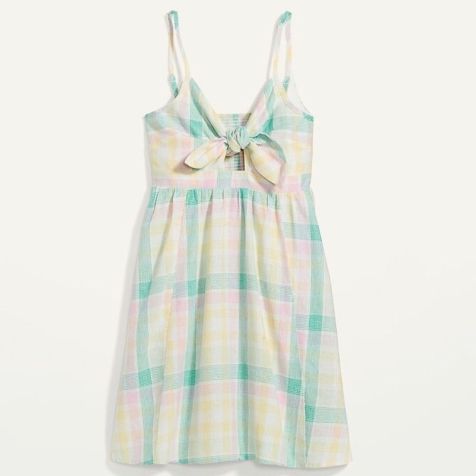 NWT Old Navy Fit & Flare TieFront Smock Print Mini Cami Dress Pastel