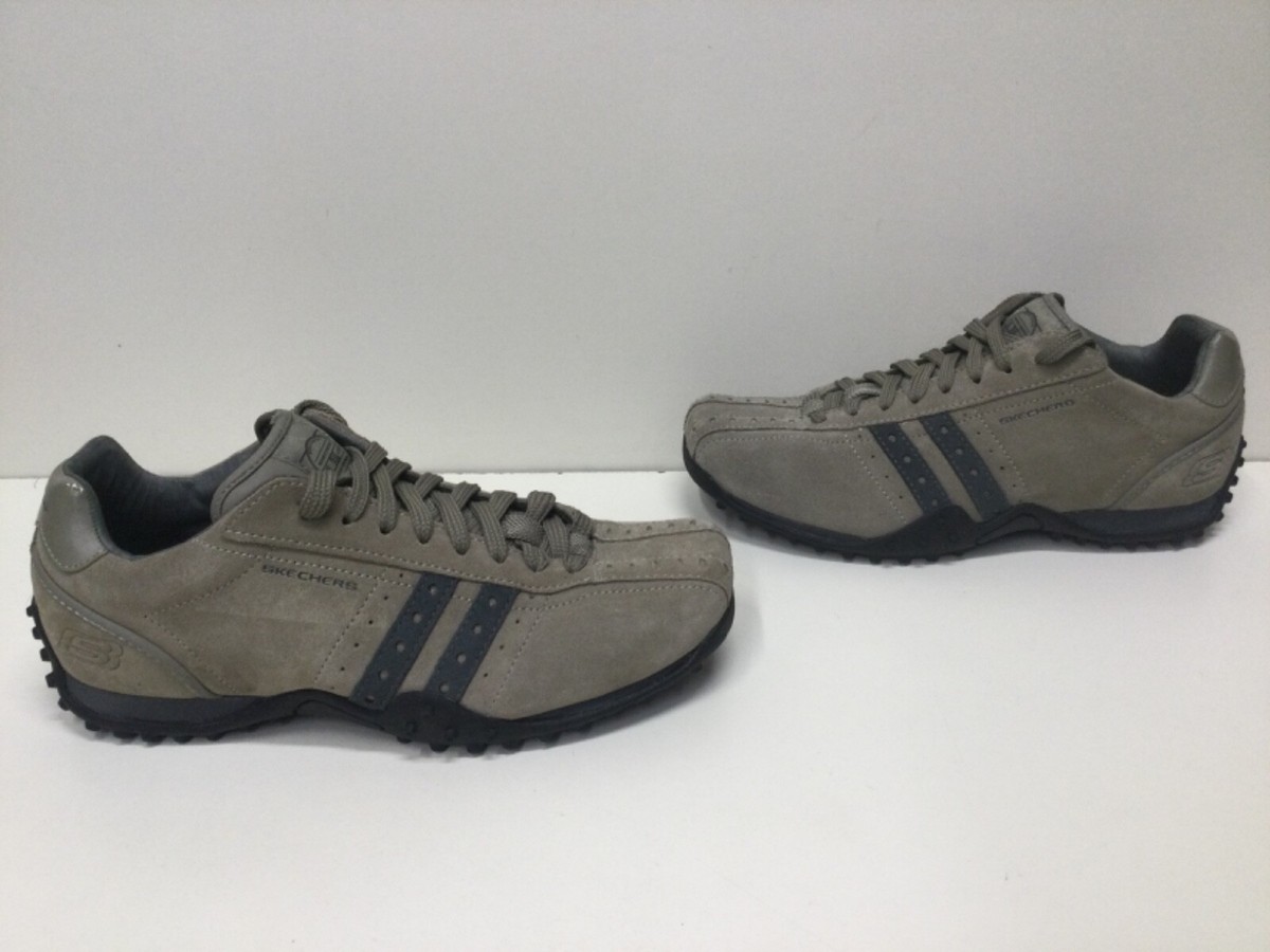 Skechers Men’s SN50341 Tan Gray Suede Leather Walking Hiking Shoes Mens  Size