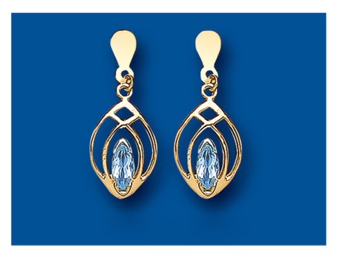 Boucles D'oreilles Goutte En Cristal Bleu Cyan Et Zircon Cubique – Style Pendentif, Sans Emballage