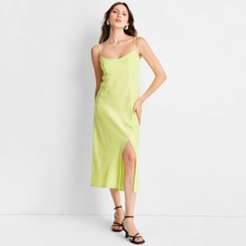 New Day Satin Slip Dress Womens Small Sleeveless Adjustable Straps Light Green
