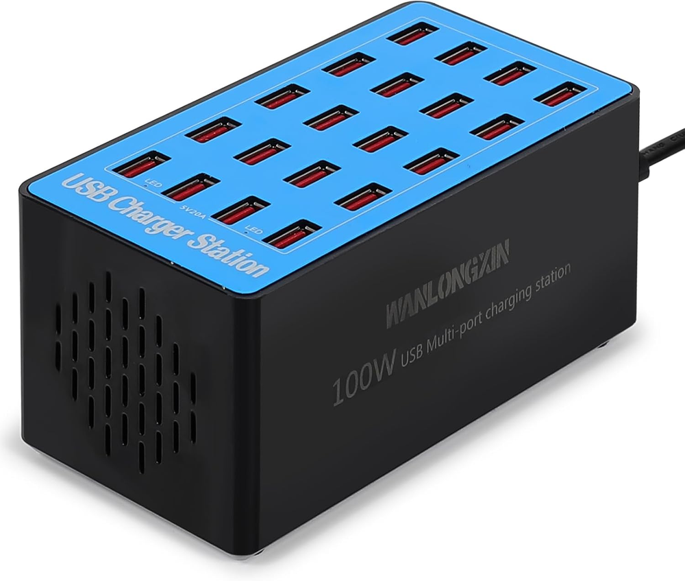 100W 20-Port USB Charging Station for Multiple Devices