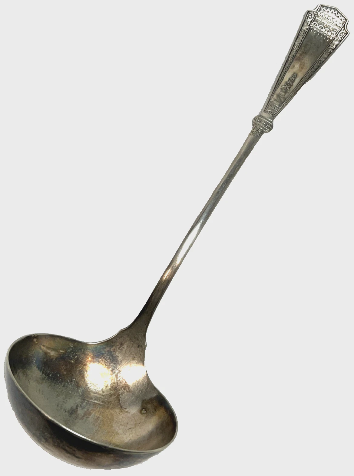 Antique 1878 WM Rogers Laurel Pattern Silver Plated Ornate Ladle Serving Spoon