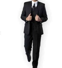 Boy's Tazio Solid Black 2 Button 5-Piece Suit Set
