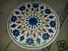 18'' antique white Marble Center coffee Table Top lapis Stone Inlay malachite w7