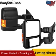 Pair Tow Mirrors Power Heated for 2008- 2016 Ford F250 F350 F450 w/ Amber Signal