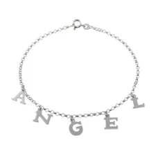 Sterling Silver Dangling ANGEL Charms Link Chain Anklet Bracelet
