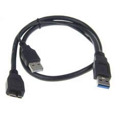 Dual USB 3.0 A Male to Micro B Y Black Power Data Cable Mobile Hard Disk 1.5FT