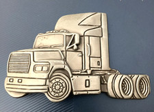 Vintage Big Rig 18 Wheeler Semi Trucker Metal Belt Buckle
