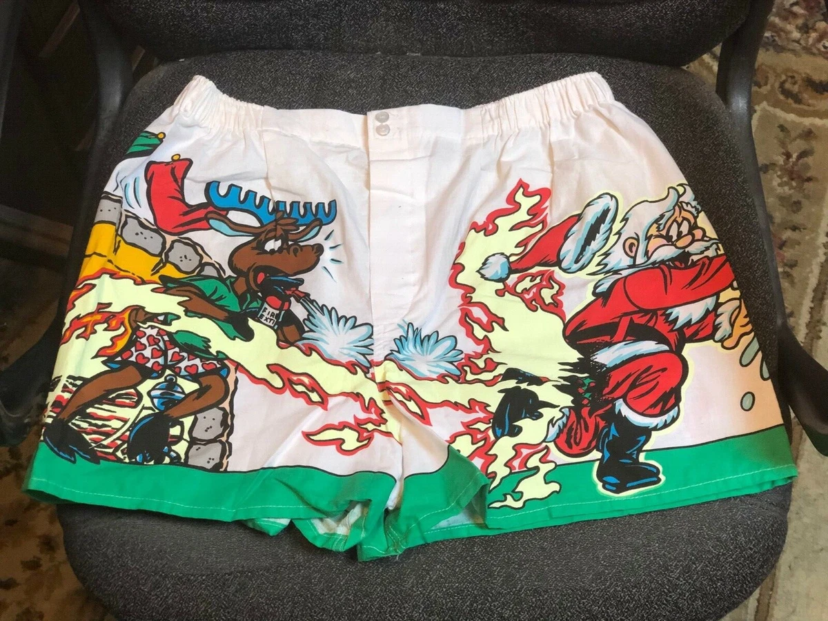 Vintage 1991 ~ Awesome ADDICTION™ Santa / Reindeer Boxers Underwear Shorts  Sz XL