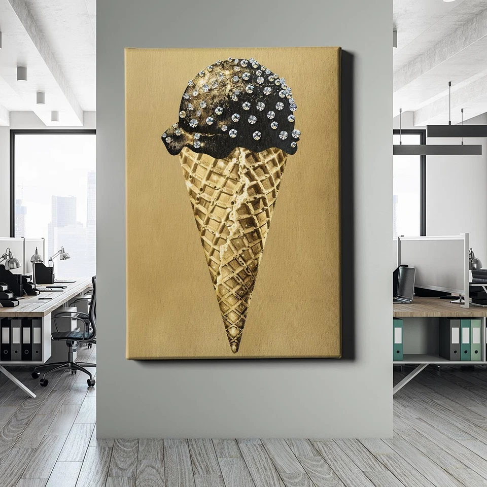 ✅WANDBILD LEINWAND,  ACRYLGLAS EIS LUXUS GOLD KUNST MODERN WANDDEKO PREMIUM - Bild 1 von 4