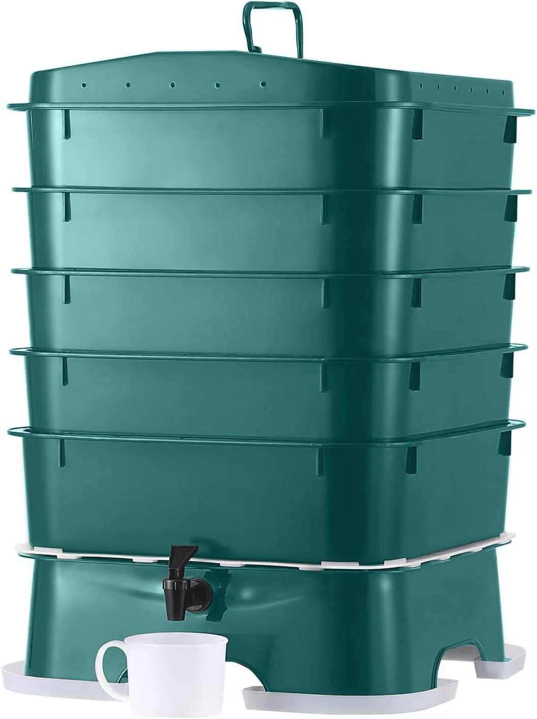 Original Vermihut ® Plus 5 - Tray Worm Composting Bin - Dark Green,